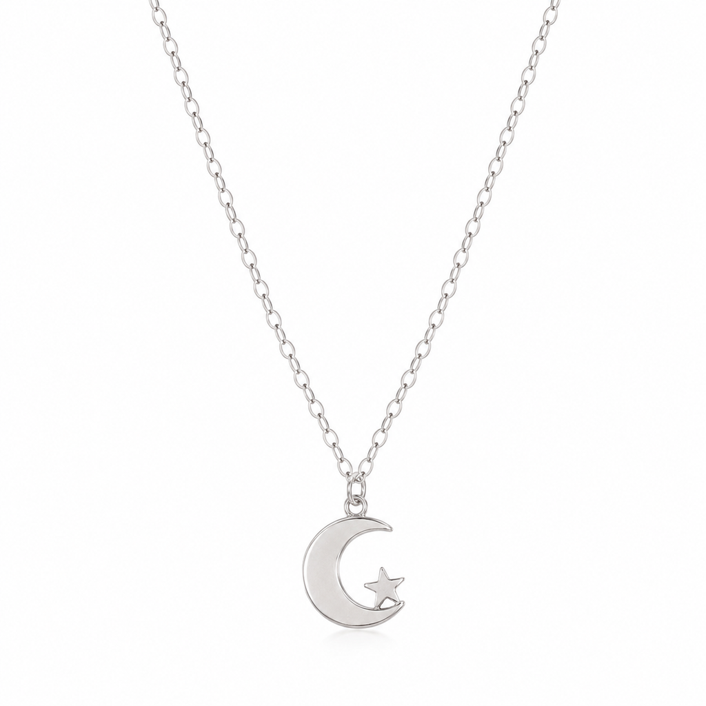 collar de luna y estrella de plata .925