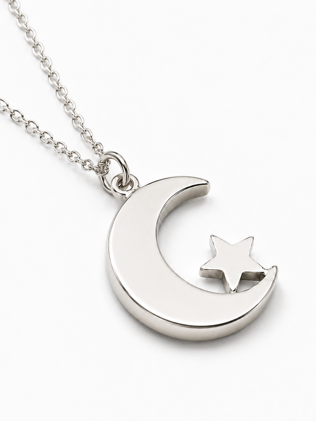 collar de luna y estrella de plata .925