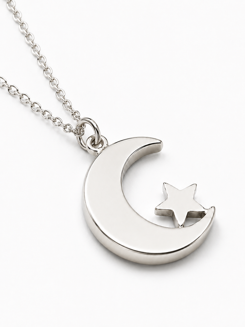 collar de luna y estrella de plata .925