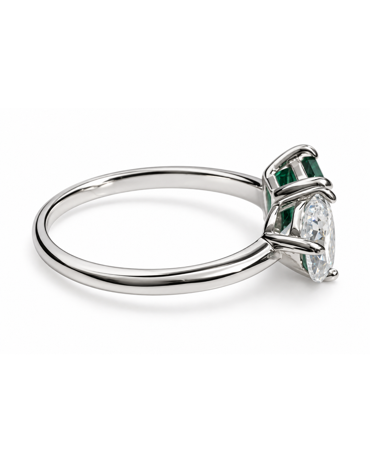 Anillo Toi et Moi de dos zirconias en plata .925, vista lateral.