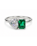 Anillo Toi et Moi con dos zirconias en plata .925, vista frontal.