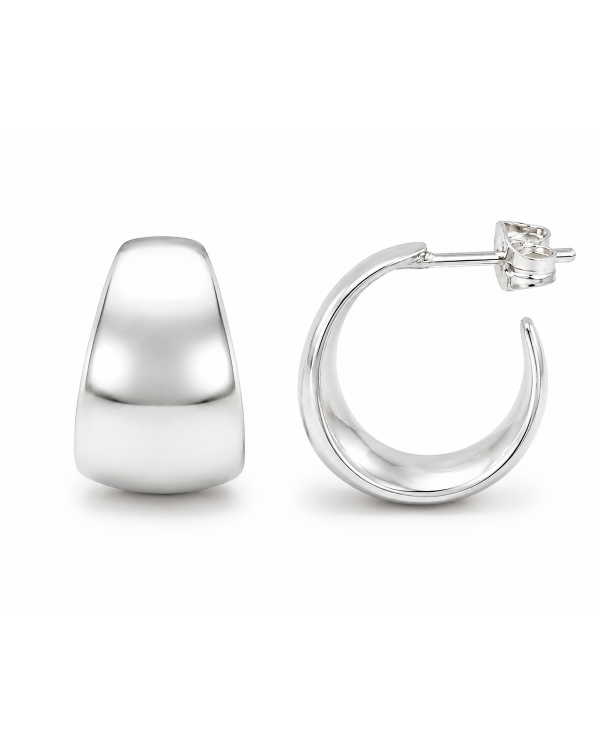 Arracadas chunky chicas de plata .925, vista principal del producto.