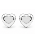 Par de broqueles de corazón de plata .925, vista frontal.