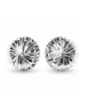 Par de broqueles redondos diamantados de plata .925, vista frontal.