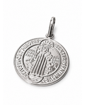 Medalla de San Benito de plata .925, vista frontal con pasacadena.