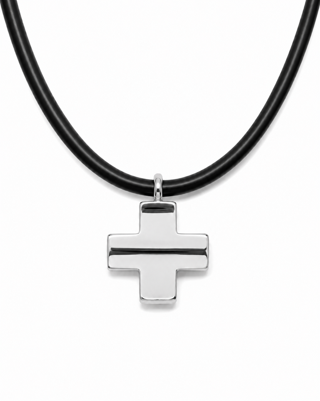 Collar Con Cruz Suiza Ondulada de Plata .925
