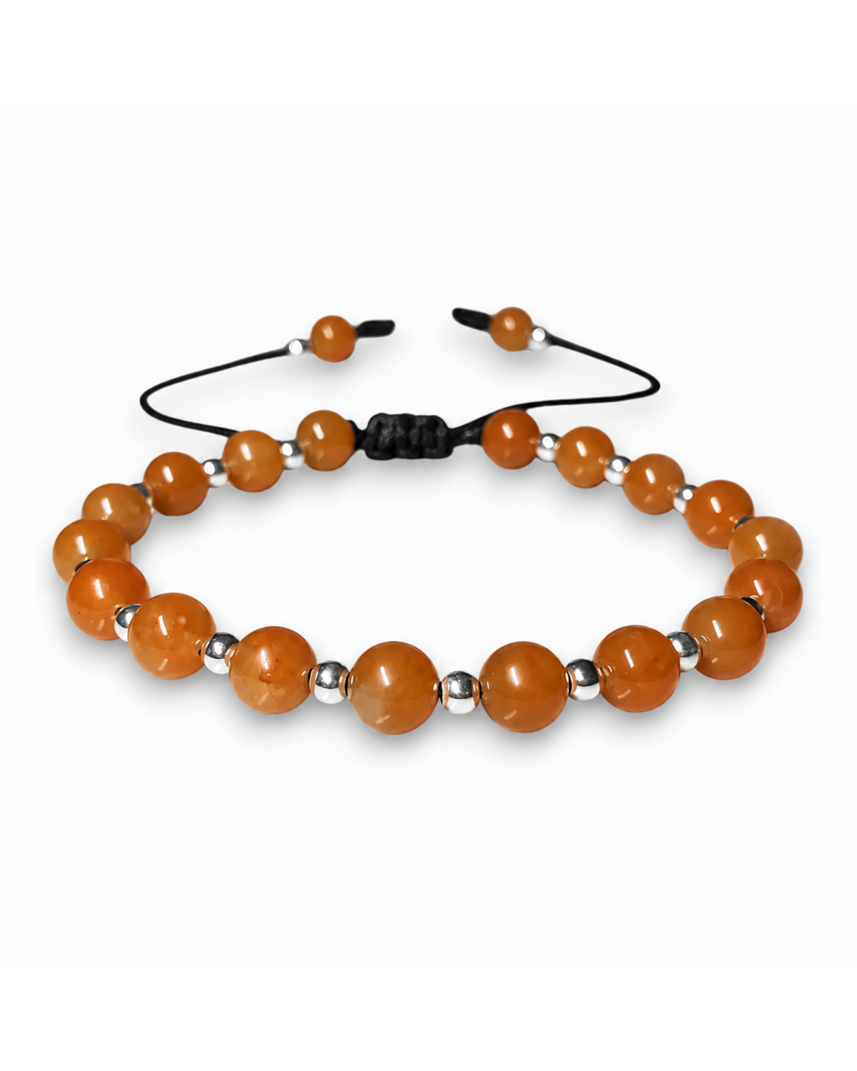 Pulsera de cornalina y plata .925, vista frontal completa.