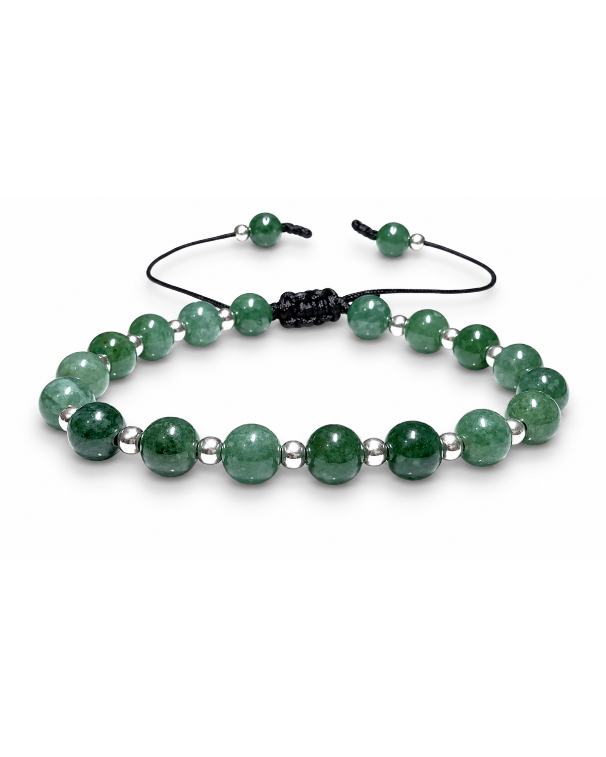 Pulsera de jade y plata .925, vista frontal completa.