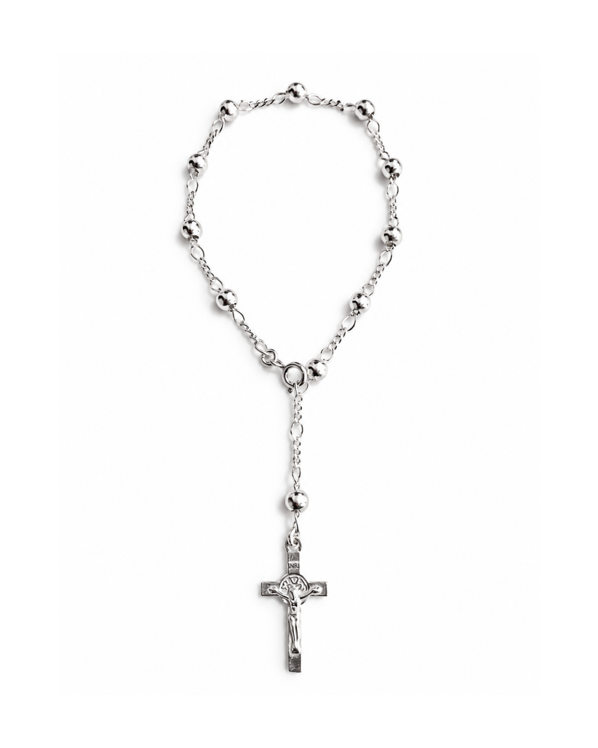 Pulsera Misterio San Benito de plata .925, vista frontal completa.