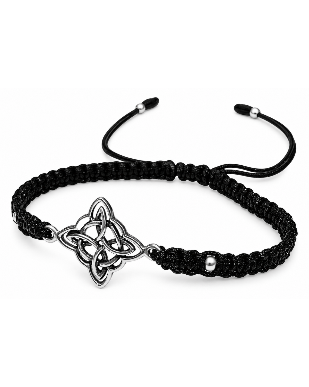 Pulsera Trama Obsidiana negra de plata .925 pavonada, vista en ángulo.