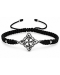 Pulsera Trama Obsidiana negra de plata .925 pavonada, vista frontal completa.