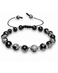 Pulsera de obsidiana nevada y plata .925, vista frontal completa.