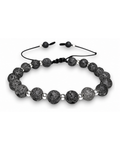 Pulsera de piedra volcánica y plata .925, vista frontal completa.